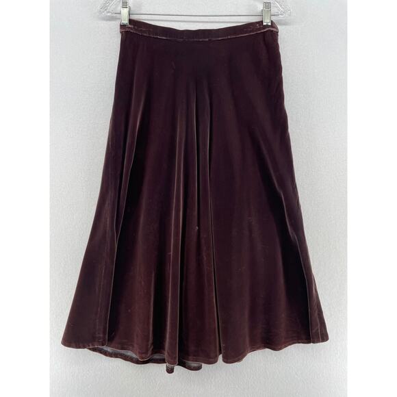 ALBERT CAPRARO Skirt 10 Velvet A-Line Flare Midi Side Zip Boho Purple Vtg - Picture 1 of 13